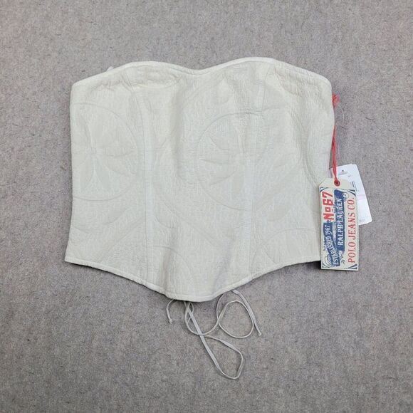 Polo Jeans Ivory Strapless Corset Top Womens Size 6 New - Picture 2 of 12
